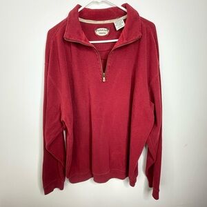 Classic Red Quarter Zip-Up Sweater for Men size Large